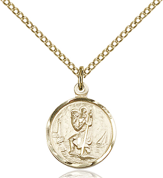 Small Round Gold-Filled St. Christopher Pendant - Engrave it!