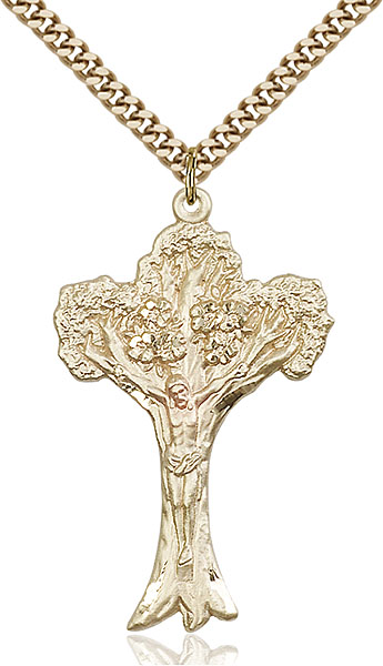 Gold-Filled Tree of Life Crucifix Pendant