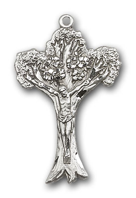 Sterling Silver Tree of Life Crucifix Pendant
