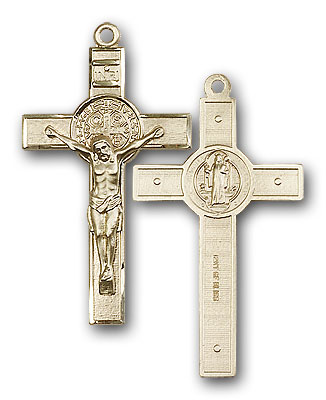 14K Gold St. Benedict Crucifix Pendant