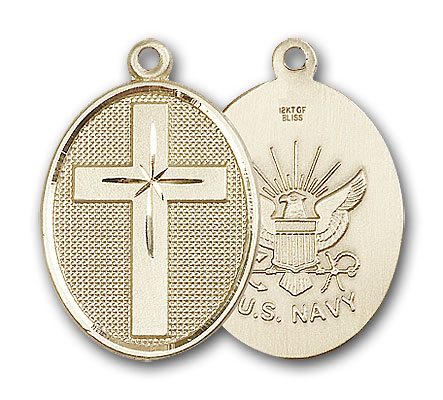 Gold-Filled Cross / Navy Pendant