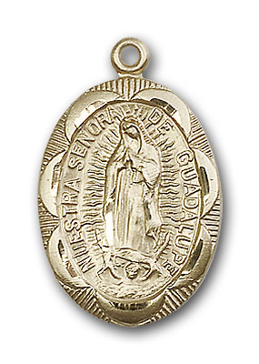 14K Gold Our Lady of Guadalupe Pendant - Engravable
