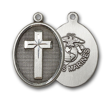 Sterling Silver Cross / Marines Pendant