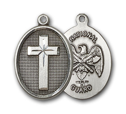Sterling Silver Cross / National Guard Pendant