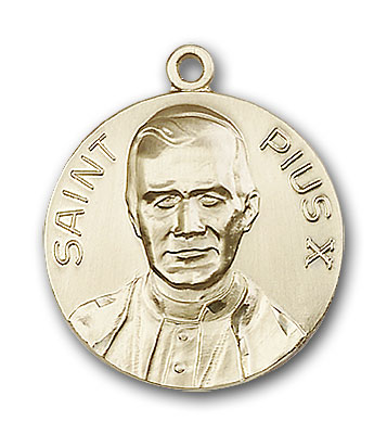 14K Gold Pope Pius X Pendant - Engravable