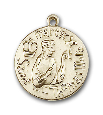 14K Gold St. Thomas More Pendant - Engravable