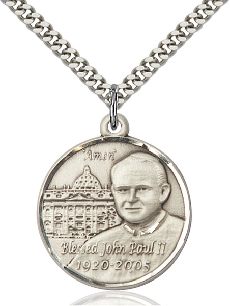Sterling Silver Pope John Paul II Pendant