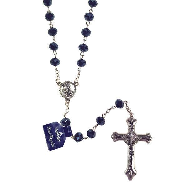 Marcellin Champagnat Rosary with 6mm Garnet Color Fire Polished Beads Gift Boxed Silver Finish St and 1 5/8 x 1 inch Crucifix Marcellin Champagnat Center St