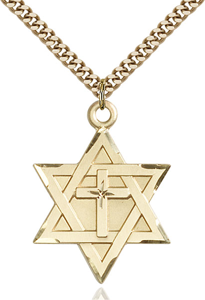 Gold-Filled Star of David W/ Cross Pendant