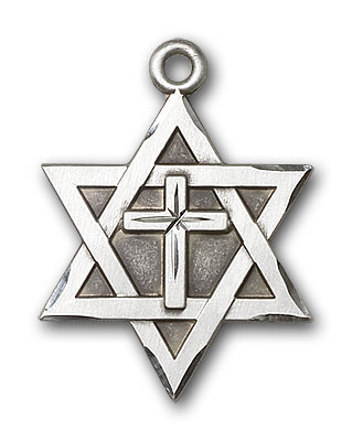 Sterling Silver Star of David W/ Cross Pendant
