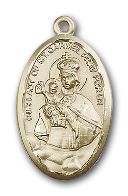 14K Gold Our Lady of Mount Carmel Pendant - Engravable