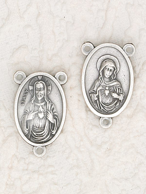 Rosary Center Sacred Heart and Miraculous Medal SET Bronze or