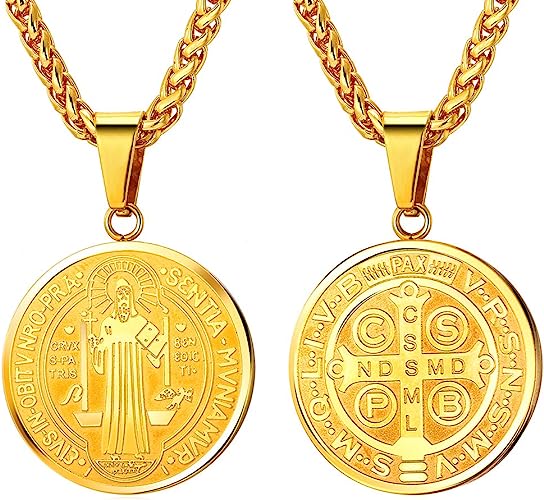 Huge Brass St BENEDICT Medal Protection Exorcisms Saint Medal 5” Wall Medal