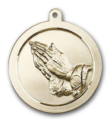 14K Gold Praying Hand Pendant - Engravable
