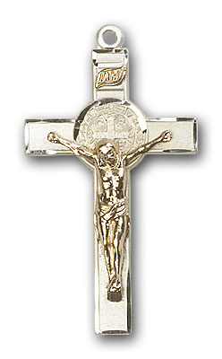Two-Tone GF/SS St. Benedict Crucifix Pendant