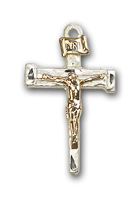 Two-Tone GF/SS Nail Crucifix Pendant