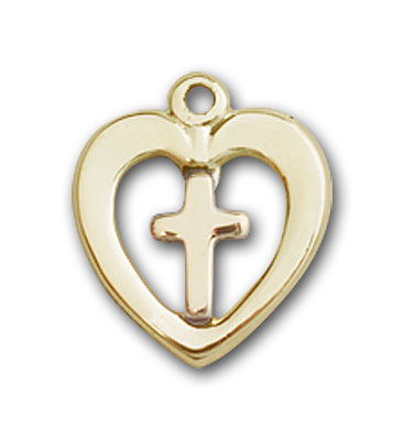 14K Gold Heart / Cross Pendant