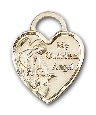 Gold-Filled Guardian Angel Heart Pendant