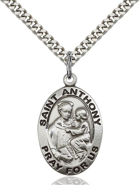 18-Inch Rhodium Plated Necklace with 6mm Rose Birthstone Beads and Sterling Silver Our Lady of Lourdes Charm.