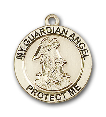 14K Gold Guardian Angel Pendant - Engravable