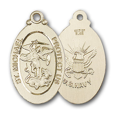Gold-Filled St. Michael / Navy Pendant