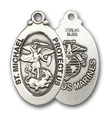 Sterling Silver St. Michael / Marines Pendant
