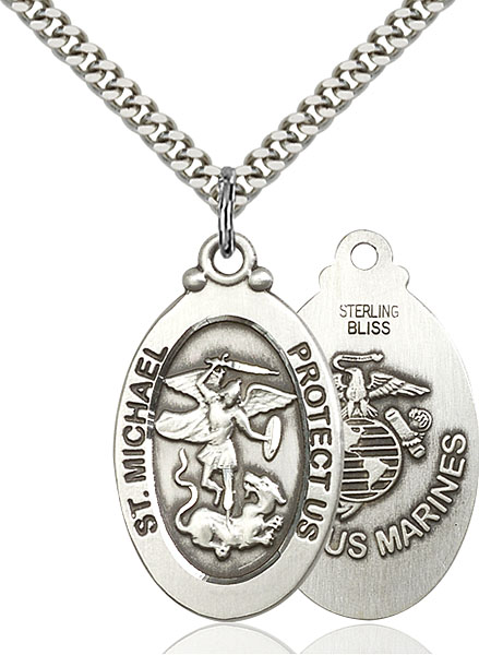 Sterling Silver St. Michael / Marines Pendant