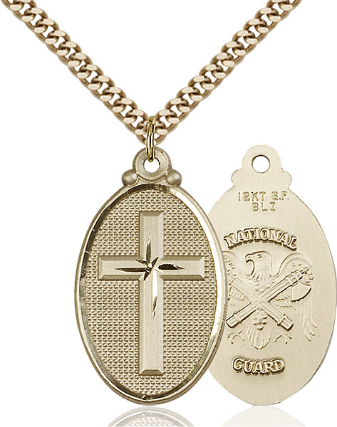 Gold-Filled Cross / National Guard Pendant