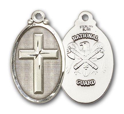 Sterling Silver Cross / National Guard Pendant