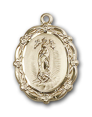 14K Gold Our Lady of Guadalupe Pendant - Engravable