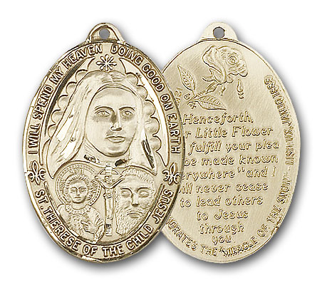14K Gold St. Therese Pendant - Engravable