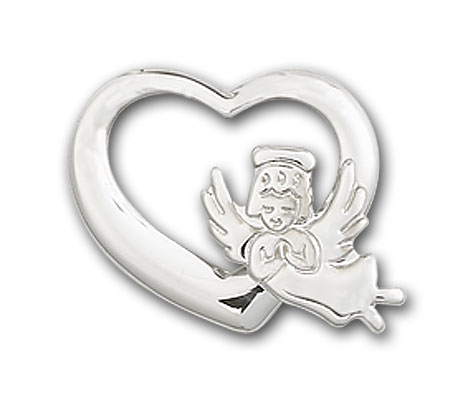 Sterling Silver Heart / Guardian Angel Pendant