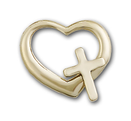 14K Gold Heart / Cross Pendant