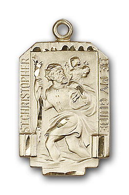 Rectangular Gold-Filled St. Christopher Pendant - Engrave it!