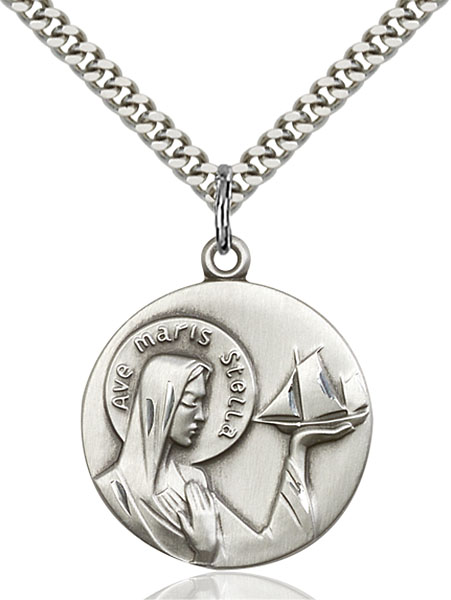 Sterling Silver Our Lady Star of the Sea Pendant