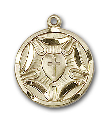 14K Gold Lutheran Pendant - Engravable