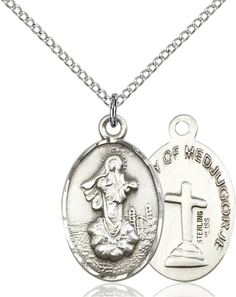 Sterling Silver Our Lady of Medjugorje Pendant