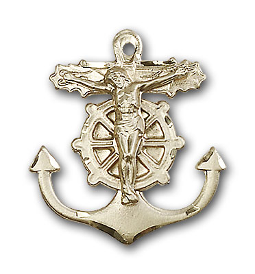 Gold-Filled Anchor Crucifix Pendant