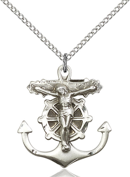 Sterling Silver Anchor Crucifix Pendant