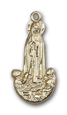 14K Gold Our Lady of Fatima Pendant - Engravable
