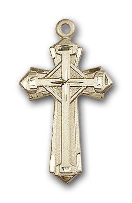 14kt Gold Crucifix Medal Patron Saint 7/8 x 1/2 