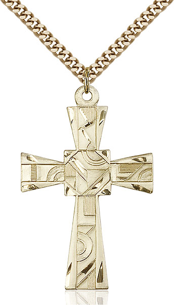 Gold-Filled Mosaic Cross Pendant