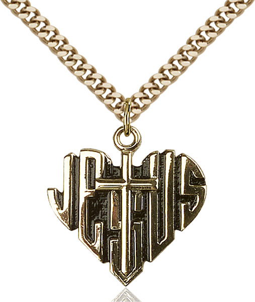 Gold-Filled Heart of Jesus / Cross Pendant