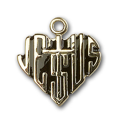 14K Gold Heart of Jesus / Cross Pendant