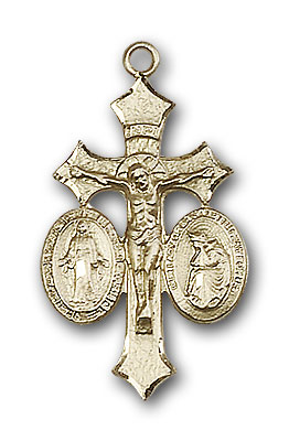 14K Gold Jesus, Mary, Our Lady of La Salette Pendant - Engravable