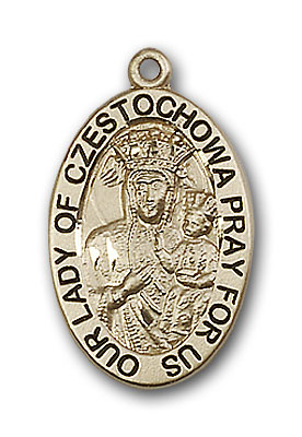 14K Gold Our Lady of Czestochowa Pendant - Engravable