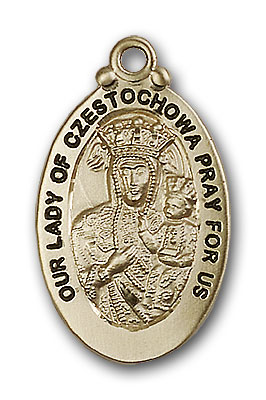 14K Gold Our Lady of Czestochowa Pendant - Engravable