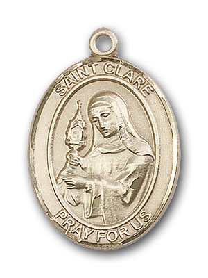 14K Gold St. Clare of Assisi Pendant
