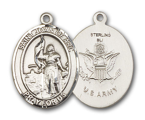 Sterling Silver St. Joan of Arc Army Pendant