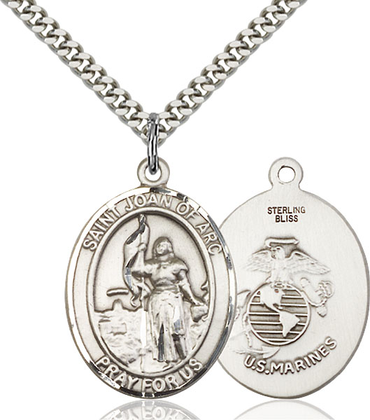 Sterling Silver St. Joan of Arc Marines Pendant